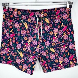 NWT Berkley Jensen Day Of The Dead Fun 1 Skulls Flowers Coffins Swim Shorts XXL